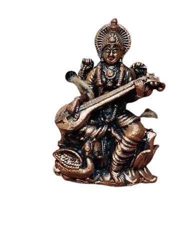 indiancraftsbykanika Presents Copper Saraswati Small Statue for Small Temple/Gift Item